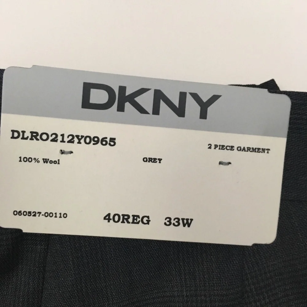 Dkny 40r mens suit gray plaid checks skinny fit 100% wool 2 piece new nwt ea0028